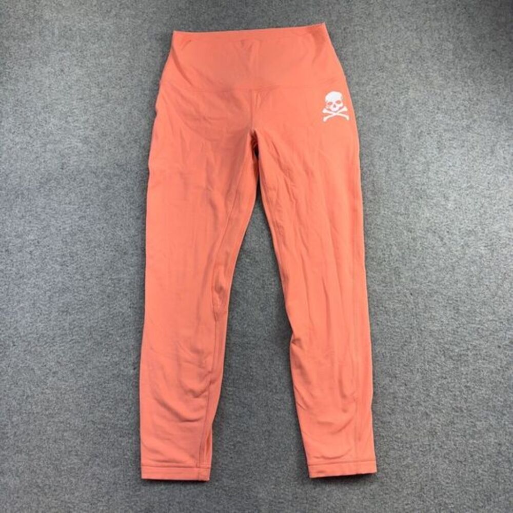 Lululemon LW5CTCS High-Rise Leggings Women's Sz 8 Coral‎ Orange Yoga Pants Skull